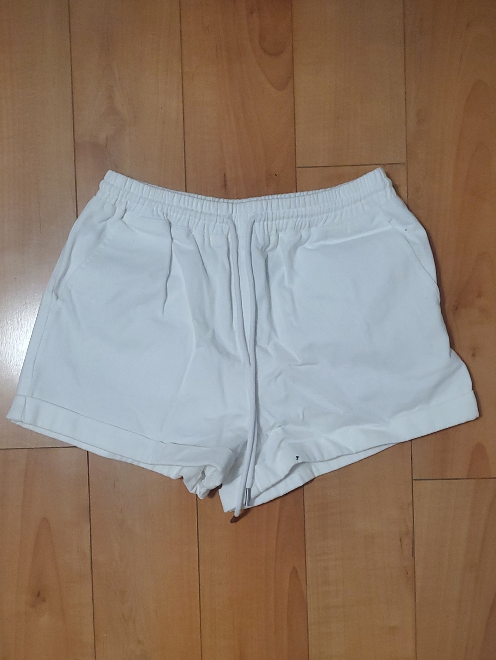 Forever 21 White Drawstring Jean-Style Lounge Shorts